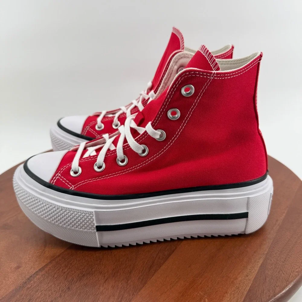 Converse CTAS Lift Double Stack Hi Sneakers Red Platform A15542C Men 5/Women 7